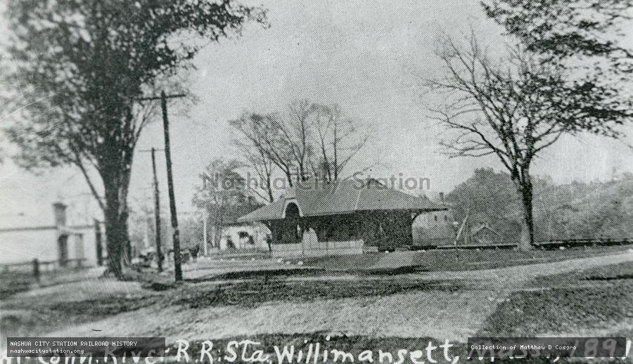Postcard: Connecticut River Railroad Station, Willimansett, Massachusetts